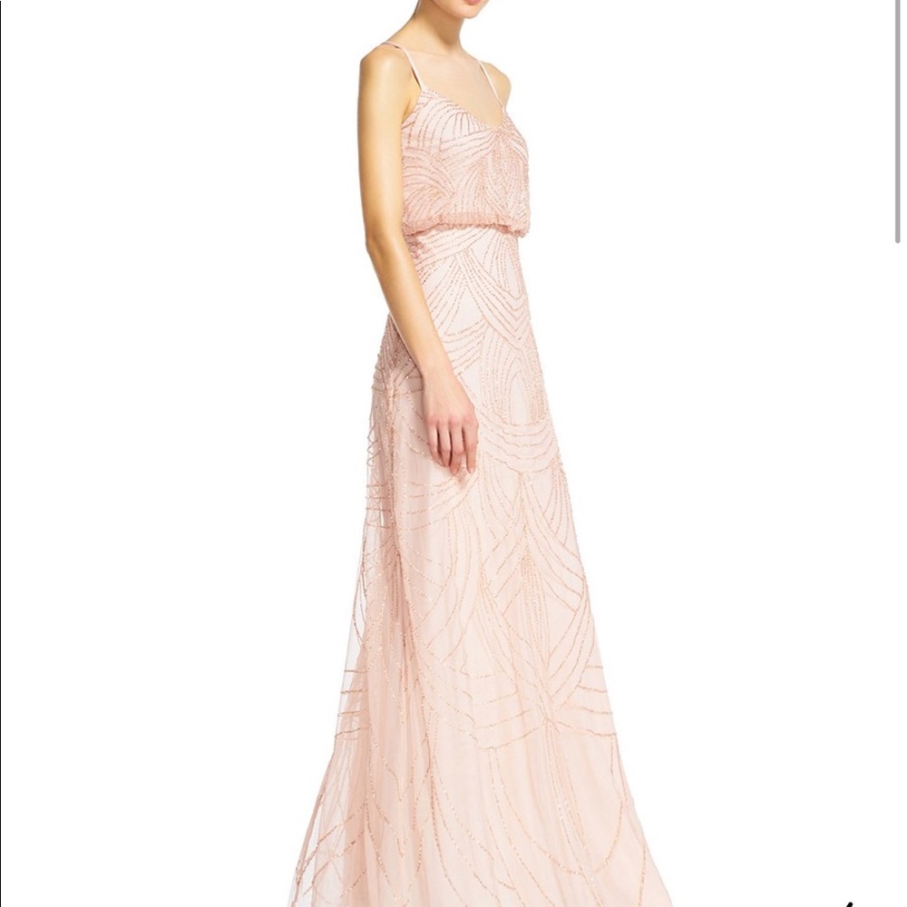Adrianna Papell Beaded Blouson Gown - Blush Color